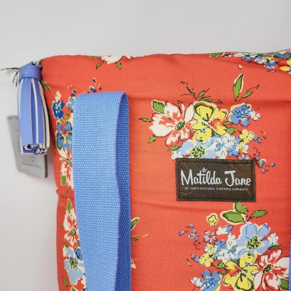 Matilda Jane Let's Go Together Life's A Picnic Blanket Orange Blue 87x54 NEW